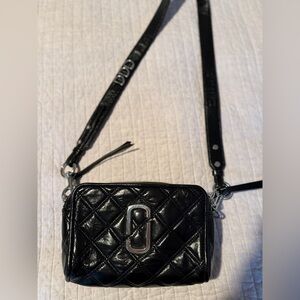 Marc Jacobs Black Quilted Crossbody Bag with Glossy Finish